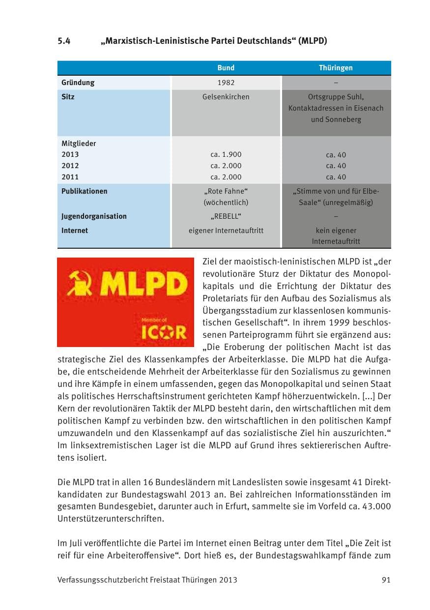 Seite 93 des Verfassungsschutzbericht 2013 Thüringen
