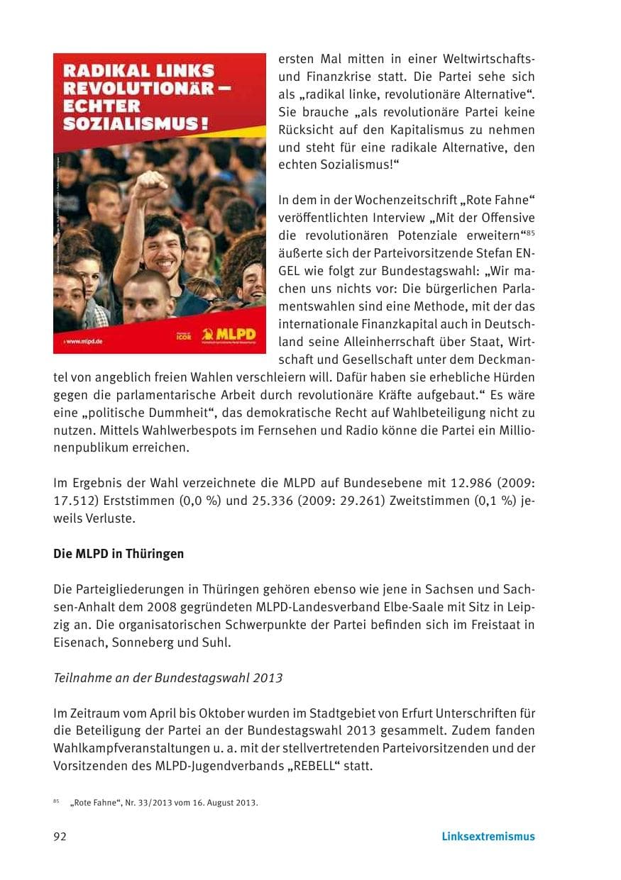 Seite 94 des Verfassungsschutzbericht 2013 Thüringen