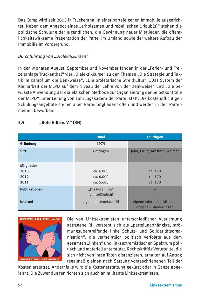 Seite 96 des Verfassungsschutzbericht 2013 Thüringen