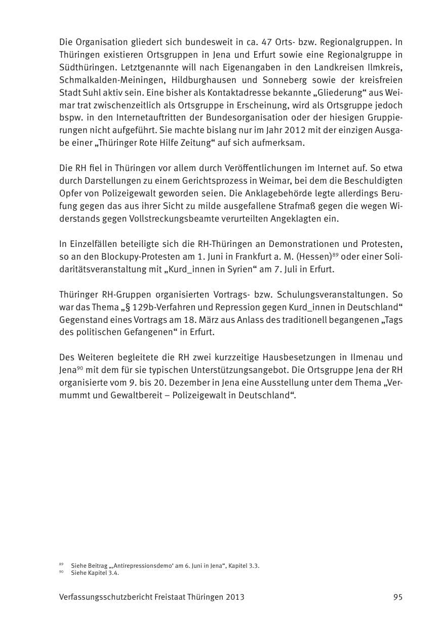Seite 97 des Verfassungsschutzbericht 2013 Thüringen