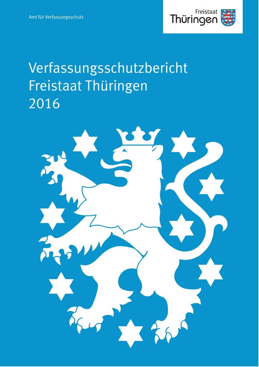 Seite 1 des Verfassungsschutzbericht 2016 Thüringen