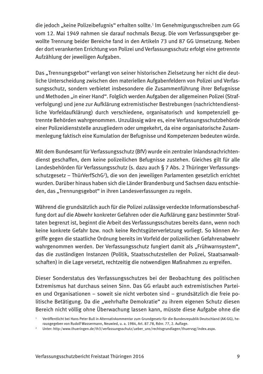 Seite 11 des Verfassungsschutzbericht 2016 Thüringen