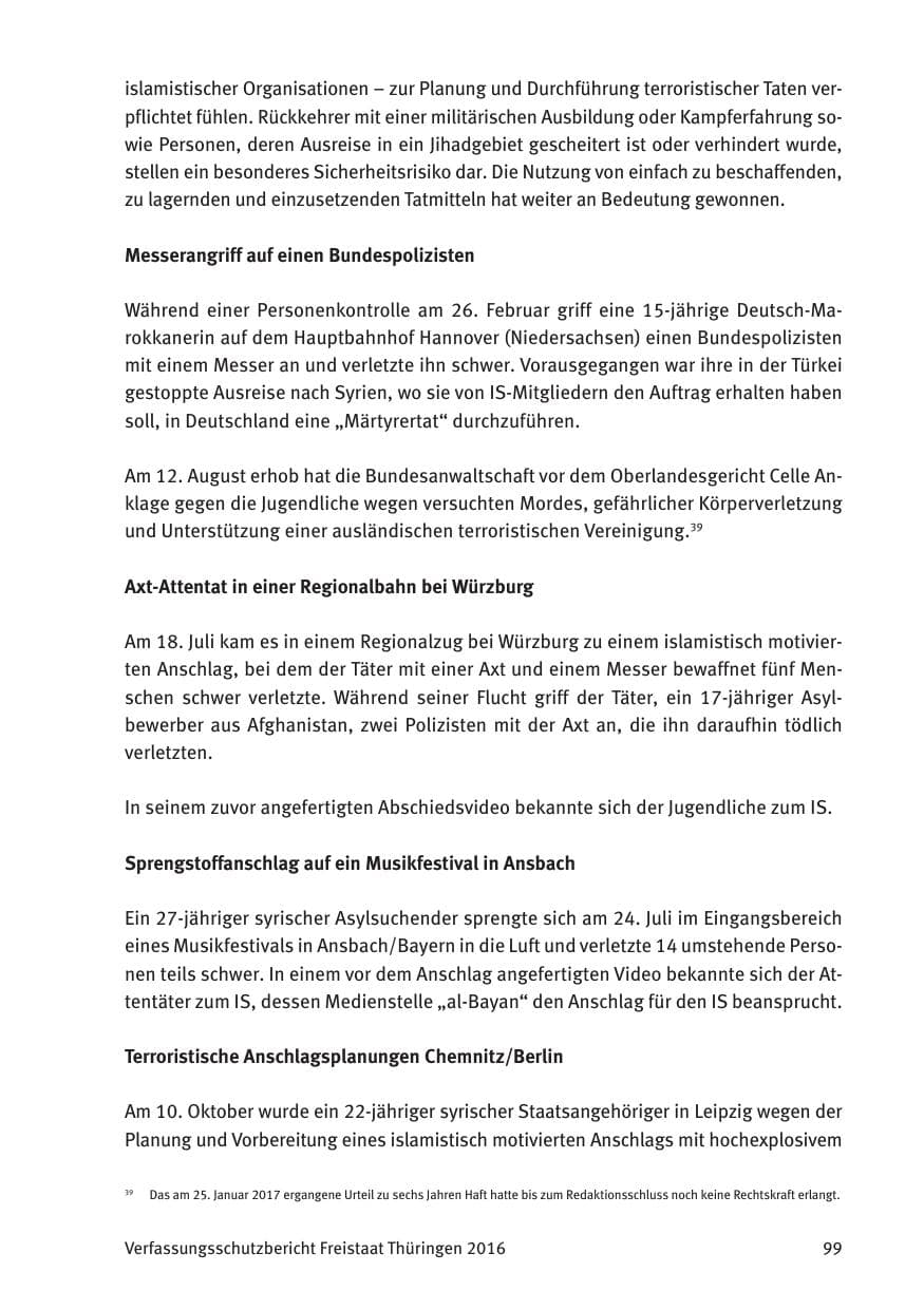 Seite 101 des Verfassungsschutzbericht 2016 Thüringen