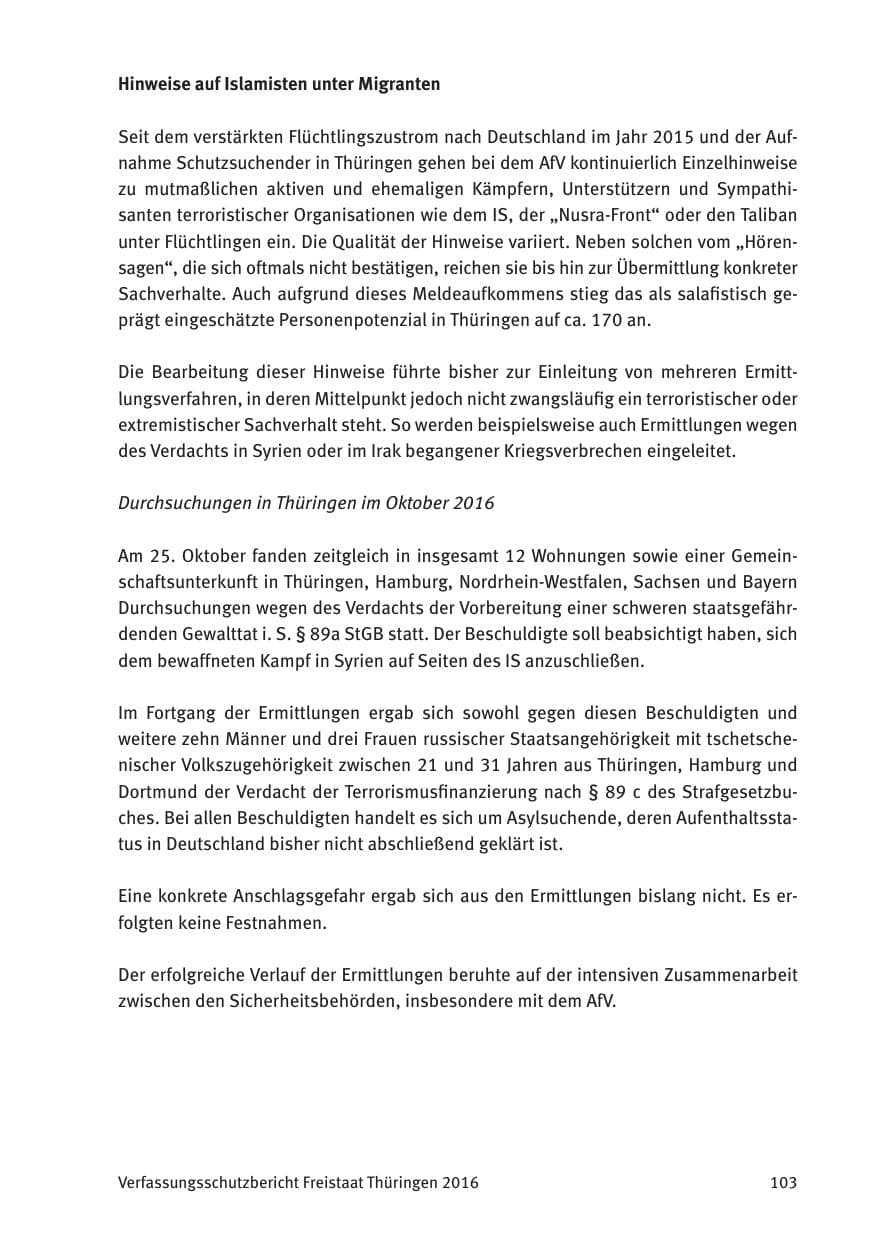Seite 105 des Verfassungsschutzbericht 2016 Thüringen