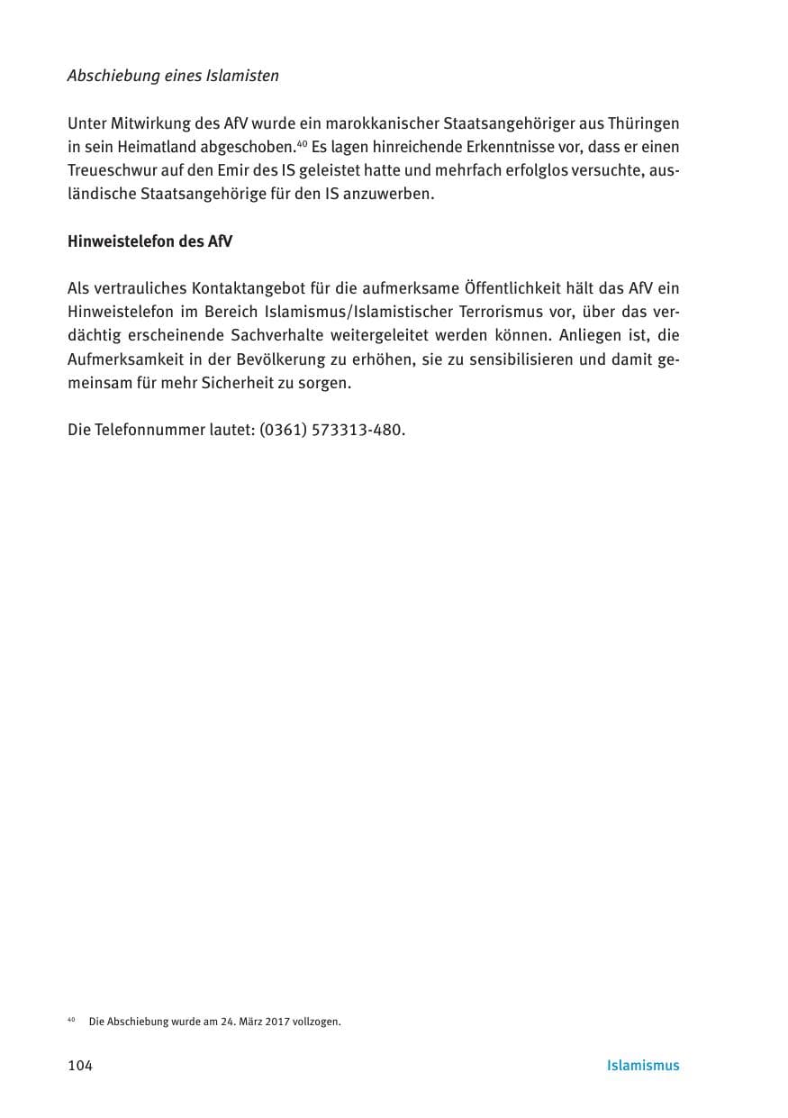 Seite 106 des Verfassungsschutzbericht 2016 Thüringen