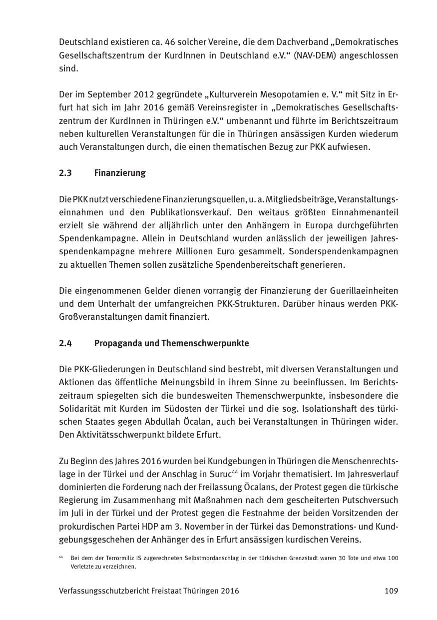 Seite 111 des Verfassungsschutzbericht 2016 Thüringen