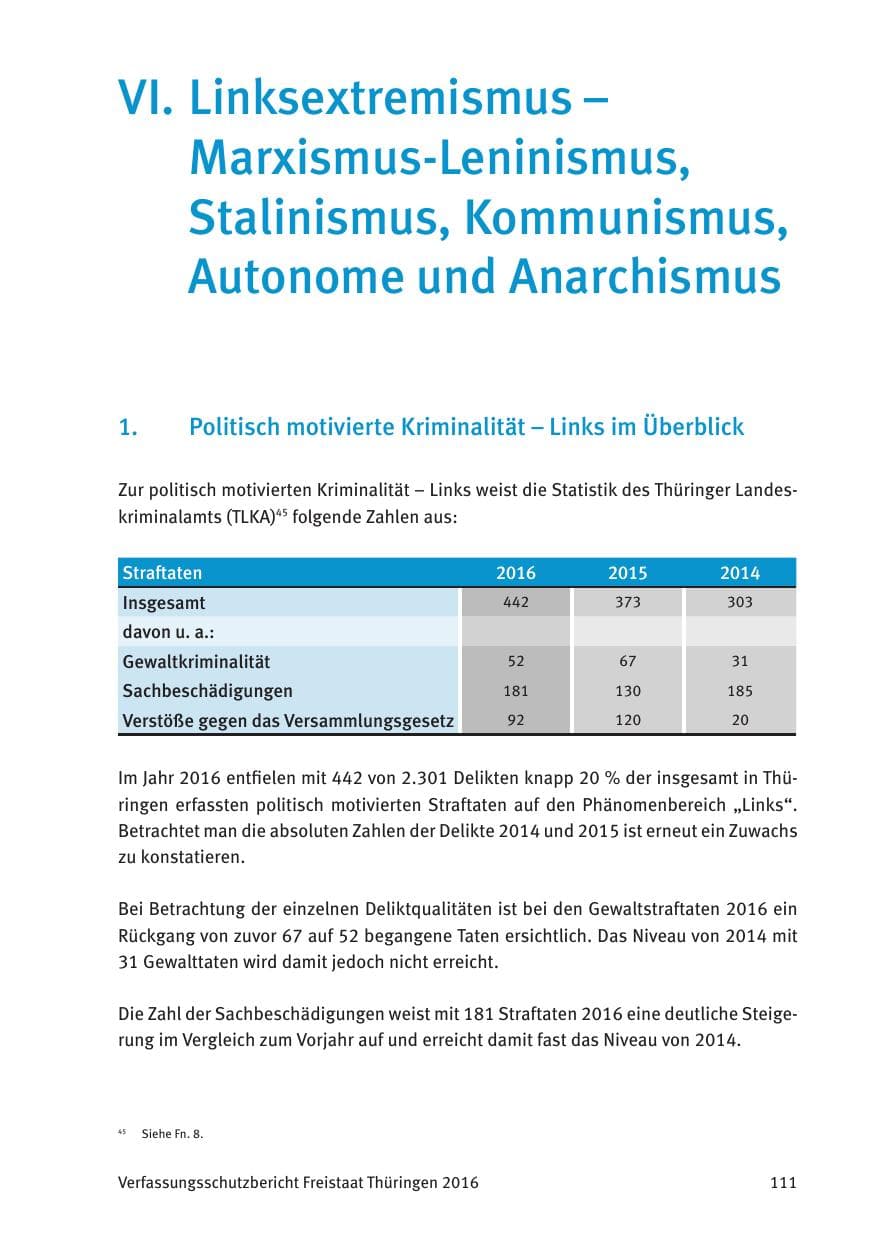 Seite 113 des Verfassungsschutzbericht 2016 Thüringen