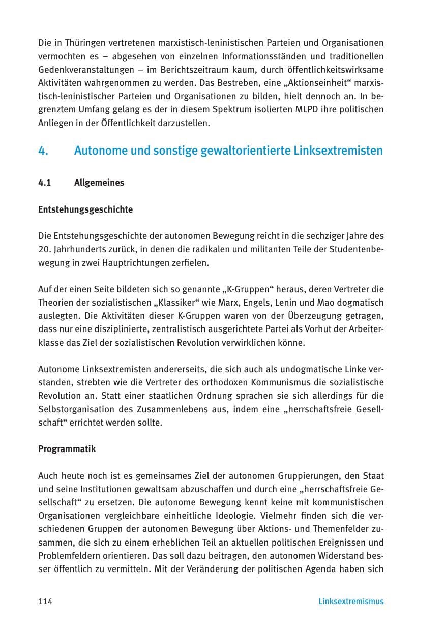 Seite 116 des Verfassungsschutzbericht 2016 Thüringen
