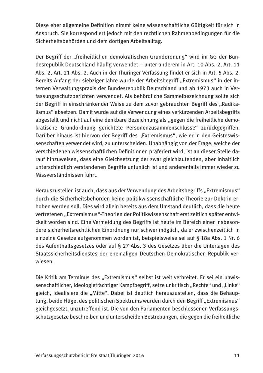 Seite 13 des Verfassungsschutzbericht 2016 Thüringen