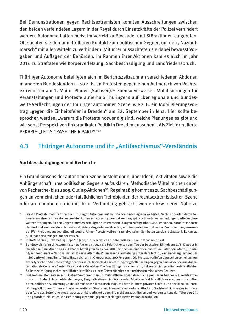 Seite 122 des Verfassungsschutzbericht 2016 Thüringen