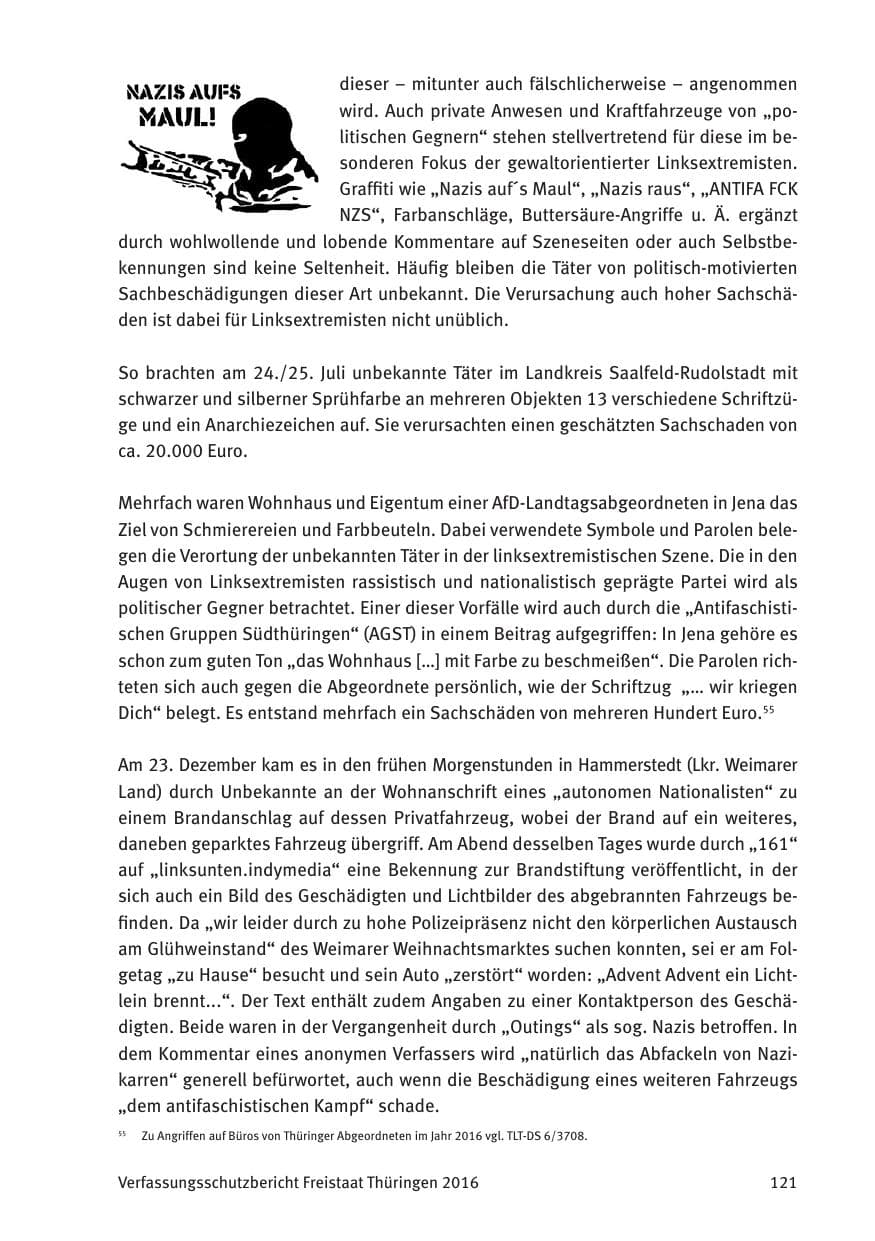 Seite 123 des Verfassungsschutzbericht 2016 Thüringen