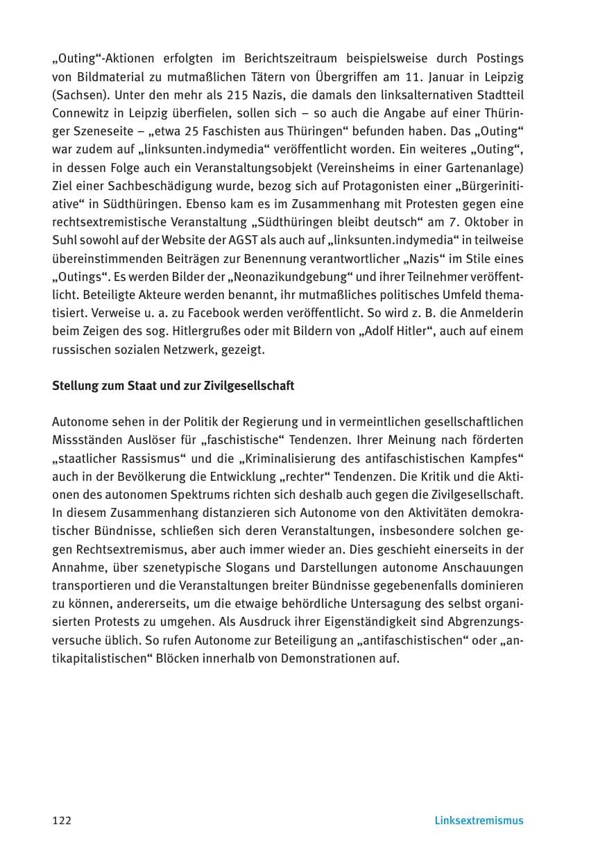 Seite 124 des Verfassungsschutzbericht 2016 Thüringen