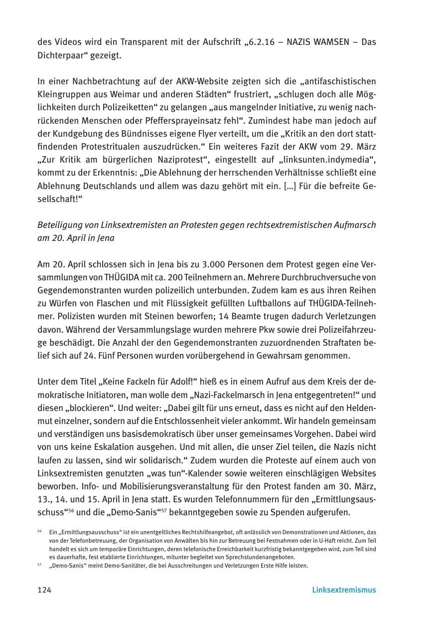 Seite 126 des Verfassungsschutzbericht 2016 Thüringen