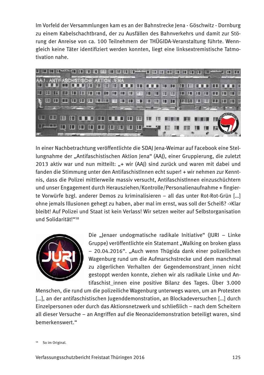 Seite 127 des Verfassungsschutzbericht 2016 Thüringen