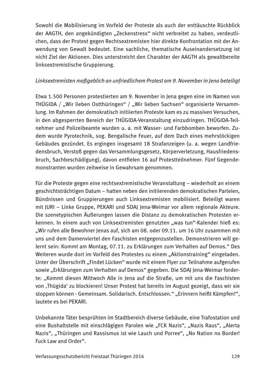 Seite 131 des Verfassungsschutzbericht 2016 Thüringen