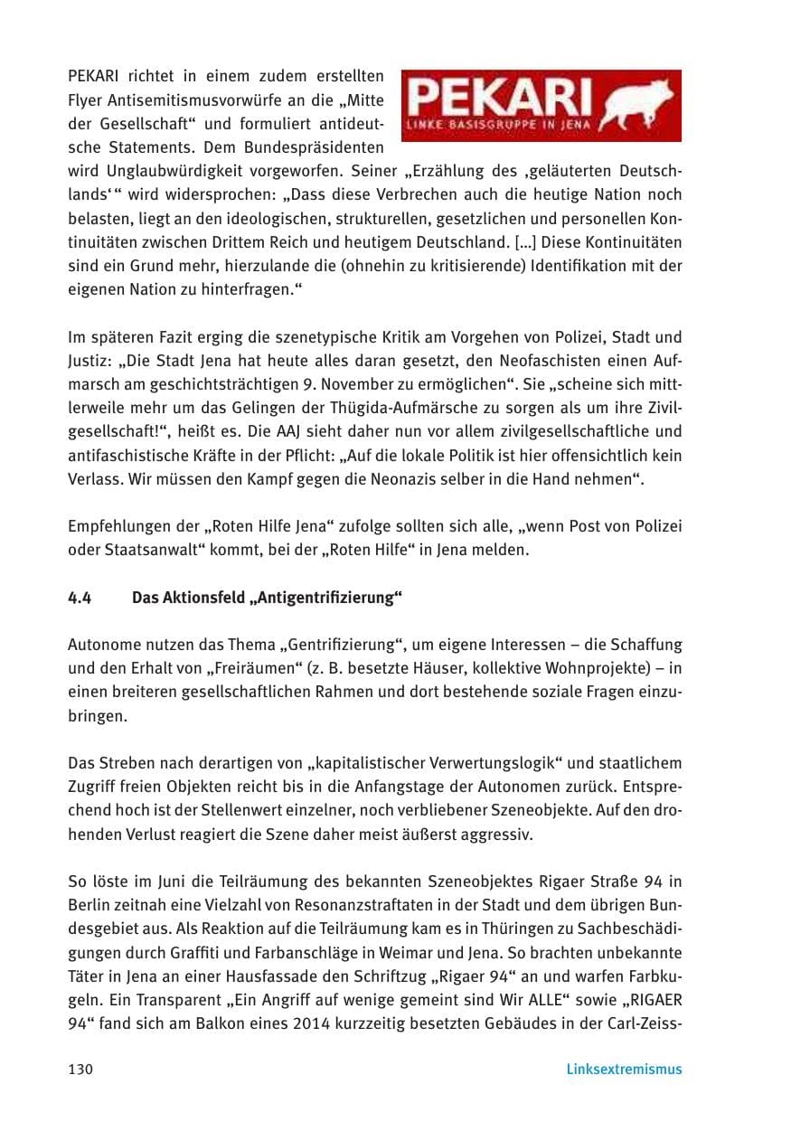 Seite 132 des Verfassungsschutzbericht 2016 Thüringen