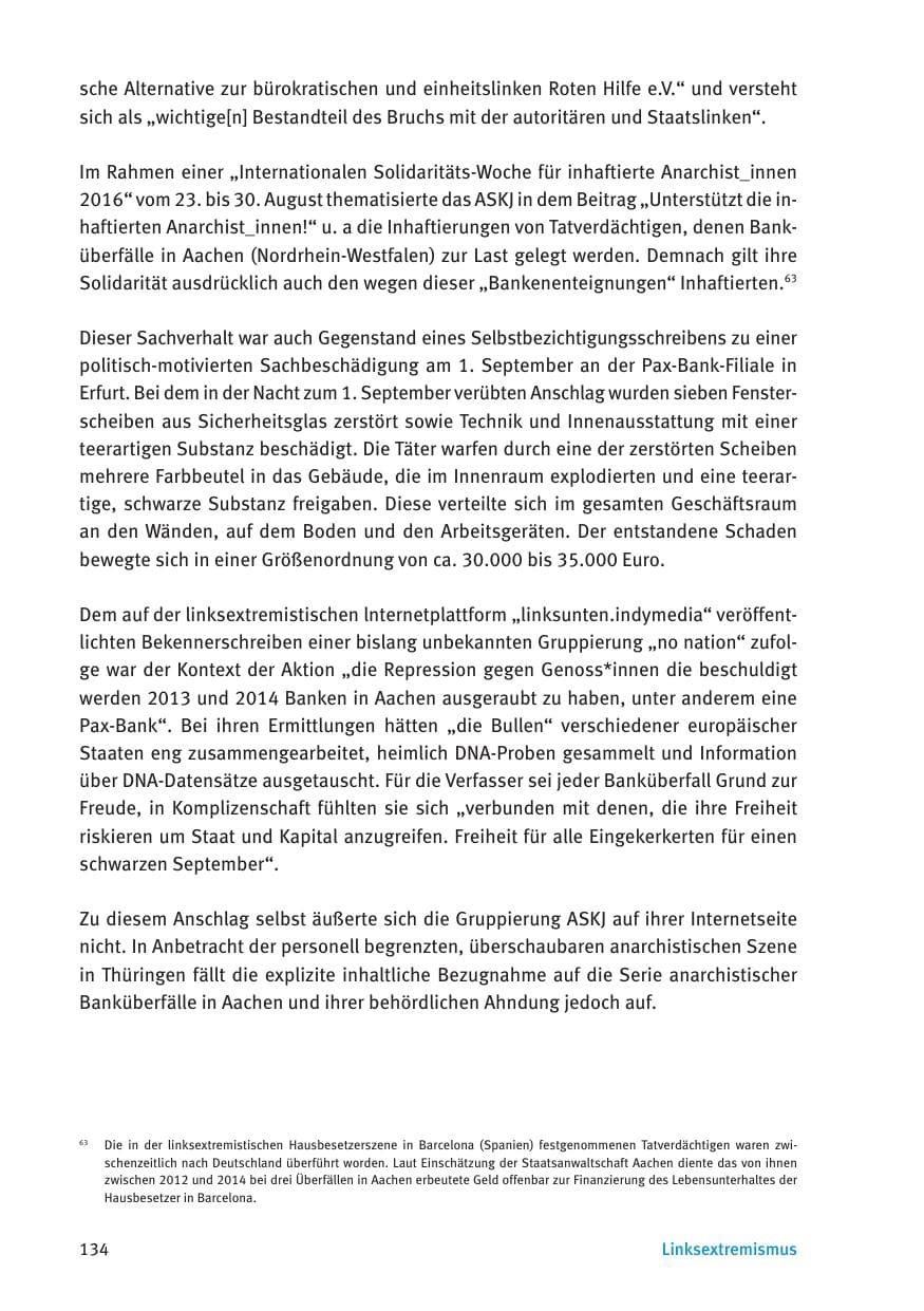 Seite 136 des Verfassungsschutzbericht 2016 Thüringen