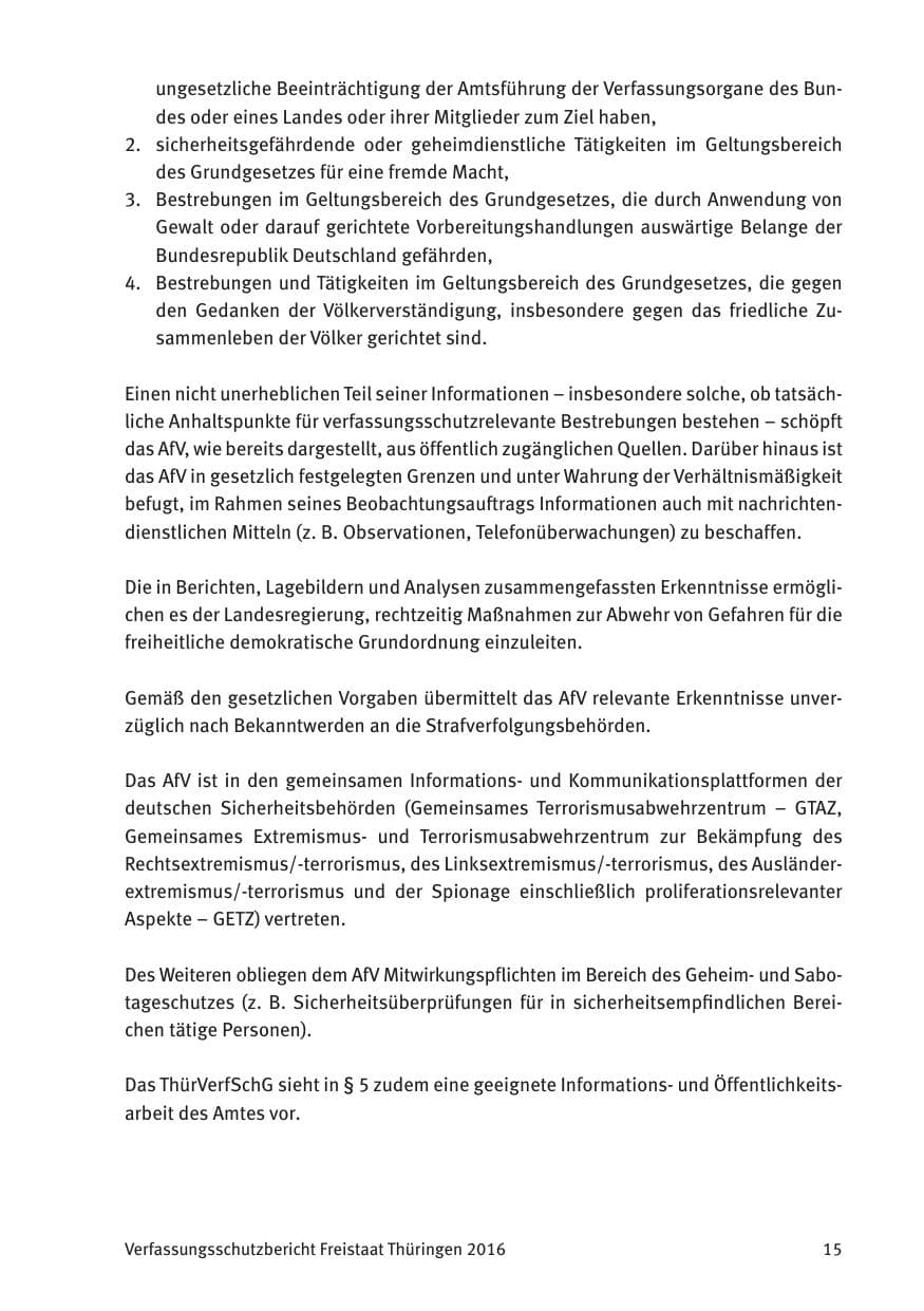 Seite 17 des Verfassungsschutzbericht 2016 Thüringen