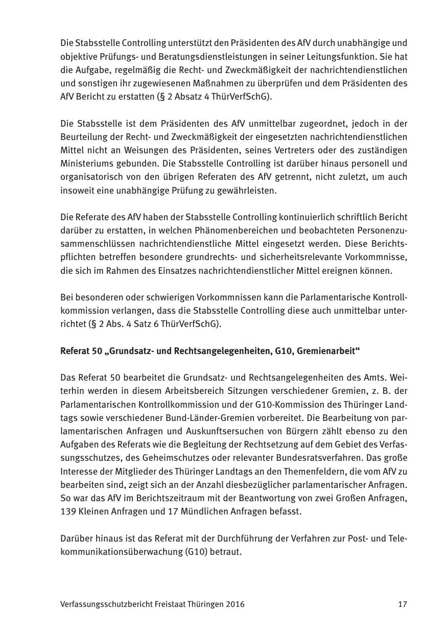 Seite 19 des Verfassungsschutzbericht 2016 Thüringen