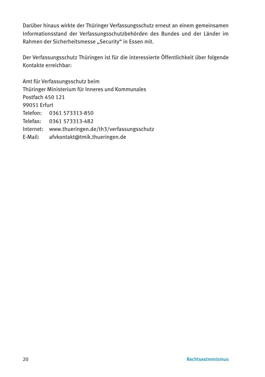 Seite 22 des Verfassungsschutzbericht 2016 Thüringen
