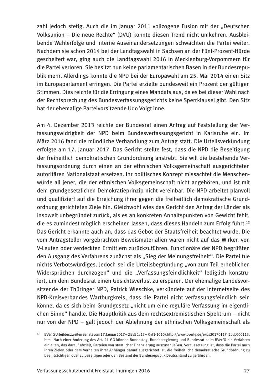 Seite 29 des Verfassungsschutzbericht 2016 Thüringen