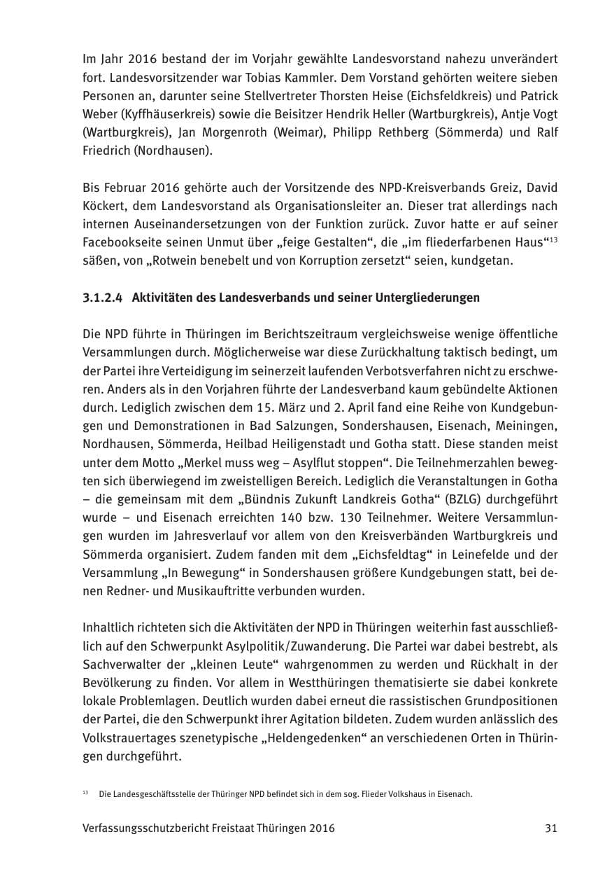 Seite 33 des Verfassungsschutzbericht 2016 Thüringen