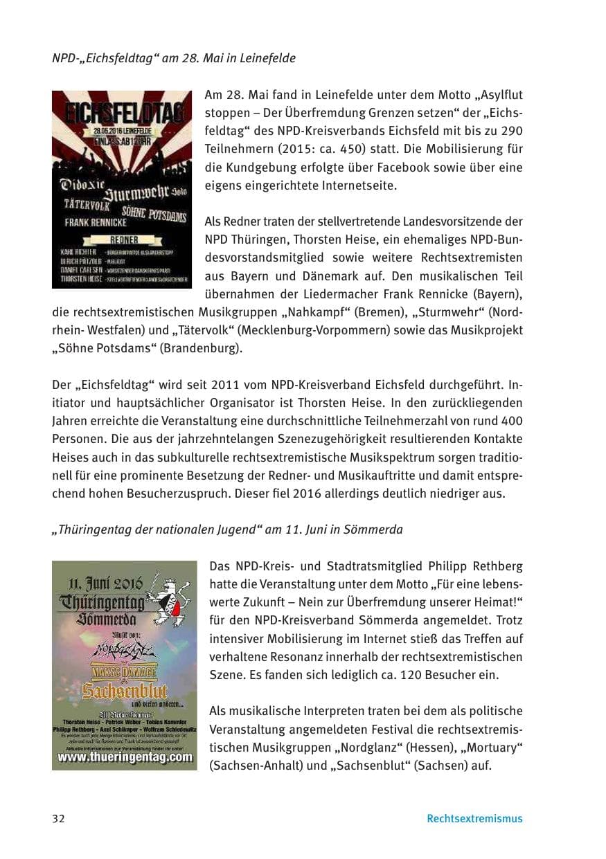 Seite 34 des Verfassungsschutzbericht 2016 Thüringen