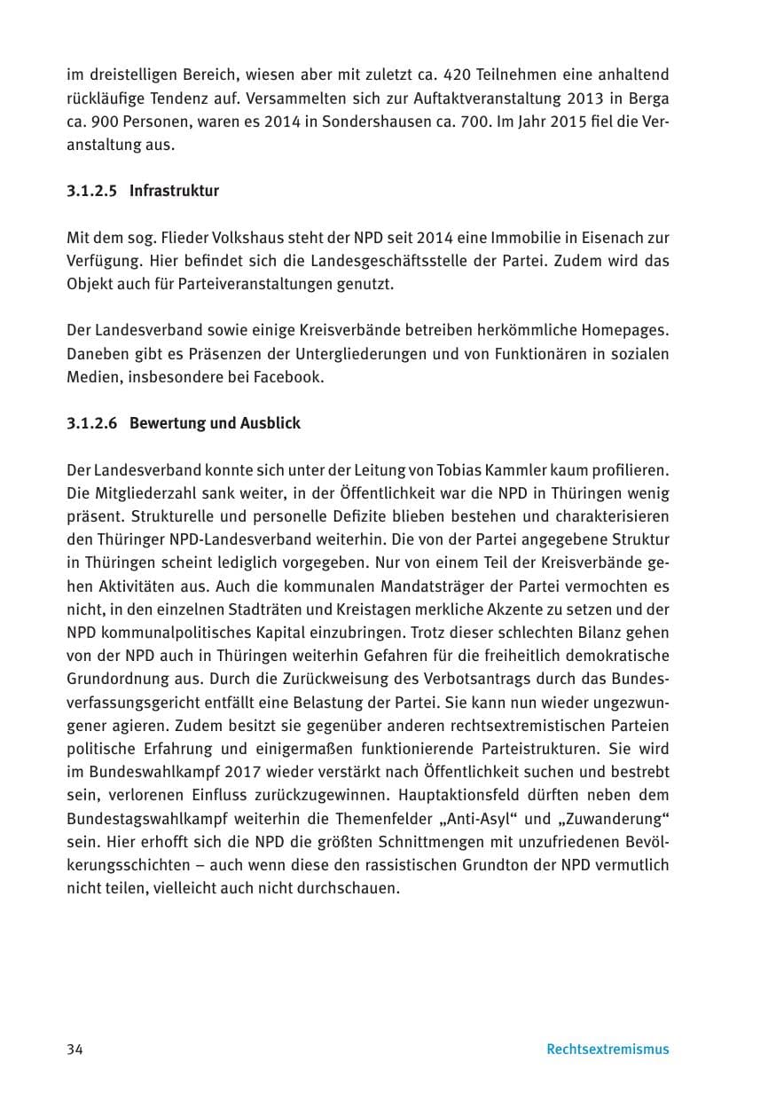Seite 36 des Verfassungsschutzbericht 2016 Thüringen