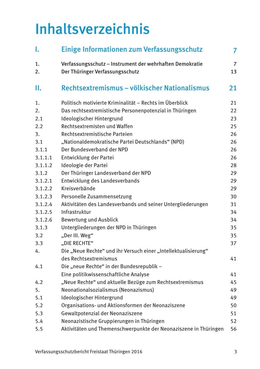 Seite 5 des Verfassungsschutzbericht 2016 Thüringen