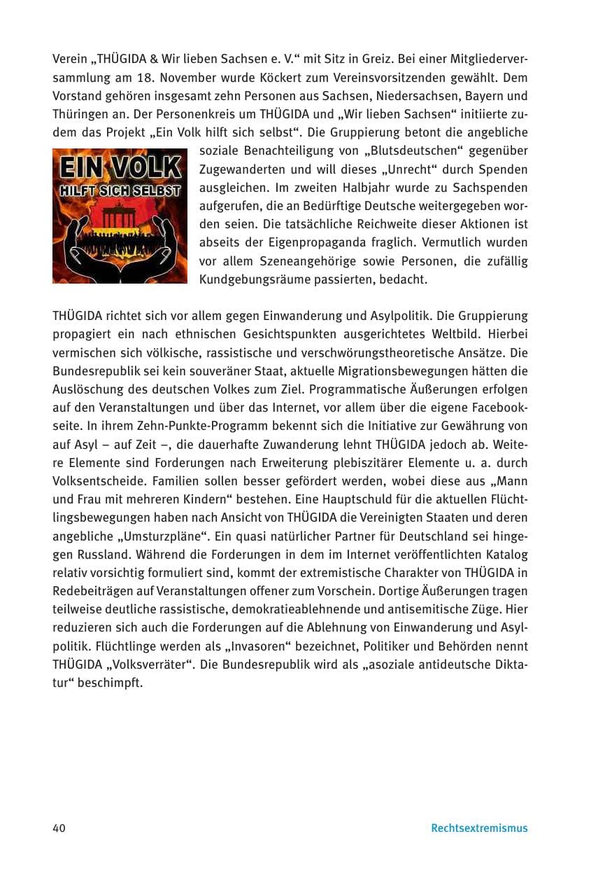Seite 42 des Verfassungsschutzbericht 2016 Thüringen