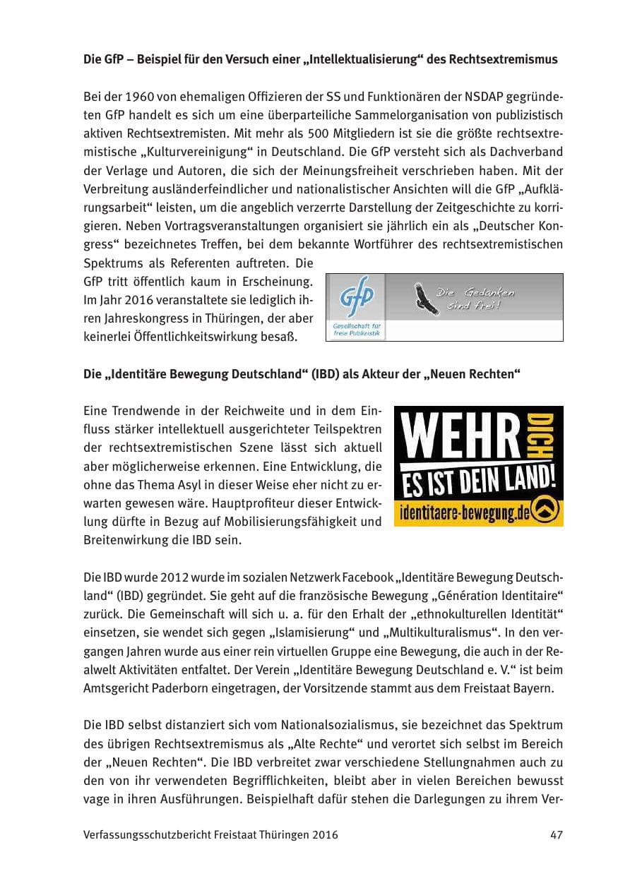 Seite 49 des Verfassungsschutzbericht 2016 Thüringen