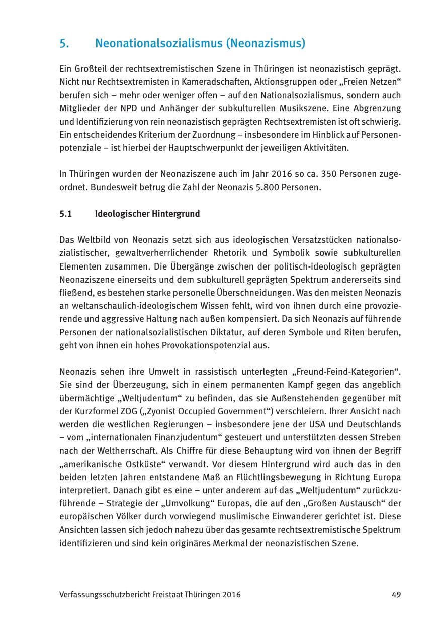 Seite 51 des Verfassungsschutzbericht 2016 Thüringen