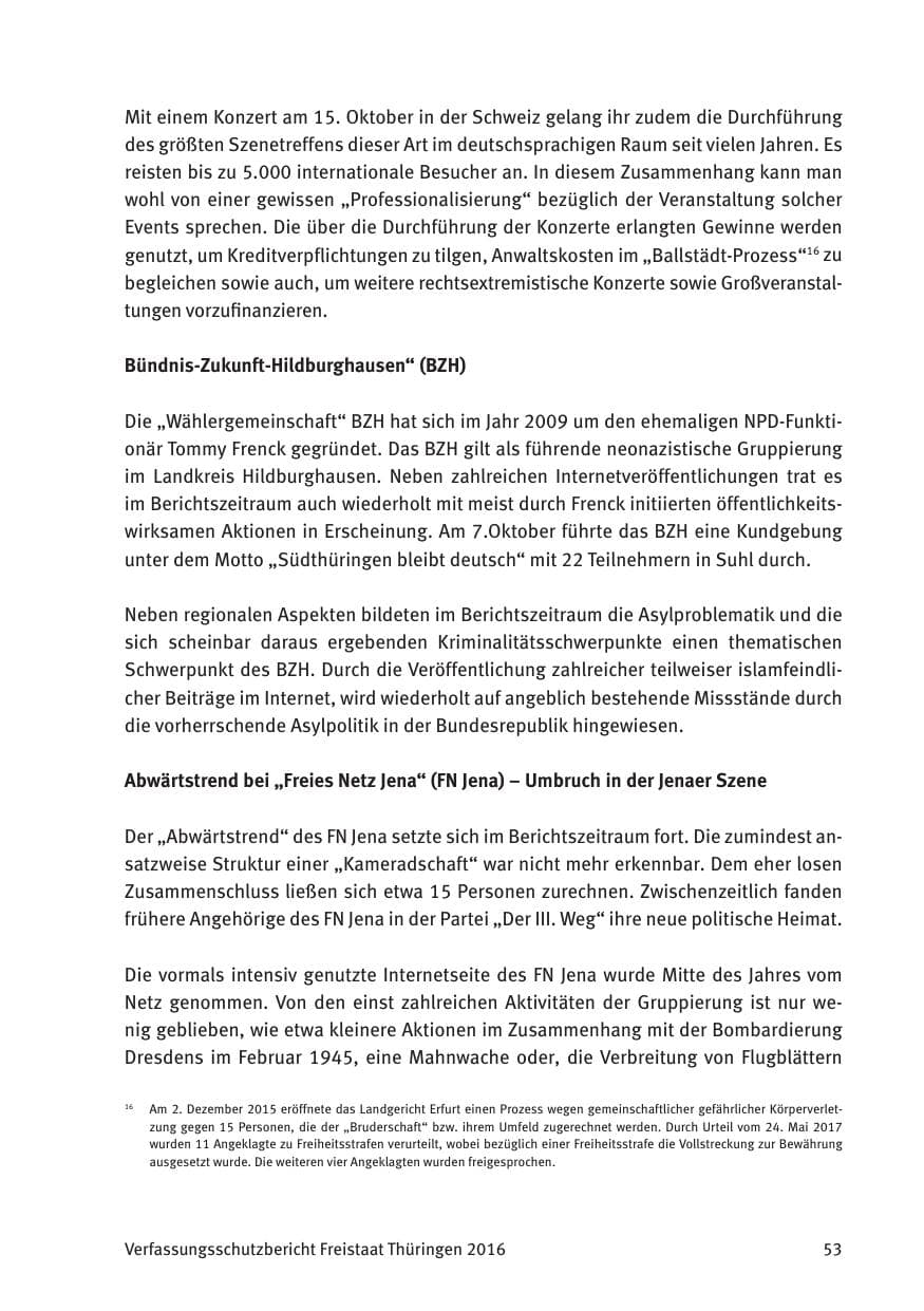 Seite 55 des Verfassungsschutzbericht 2016 Thüringen