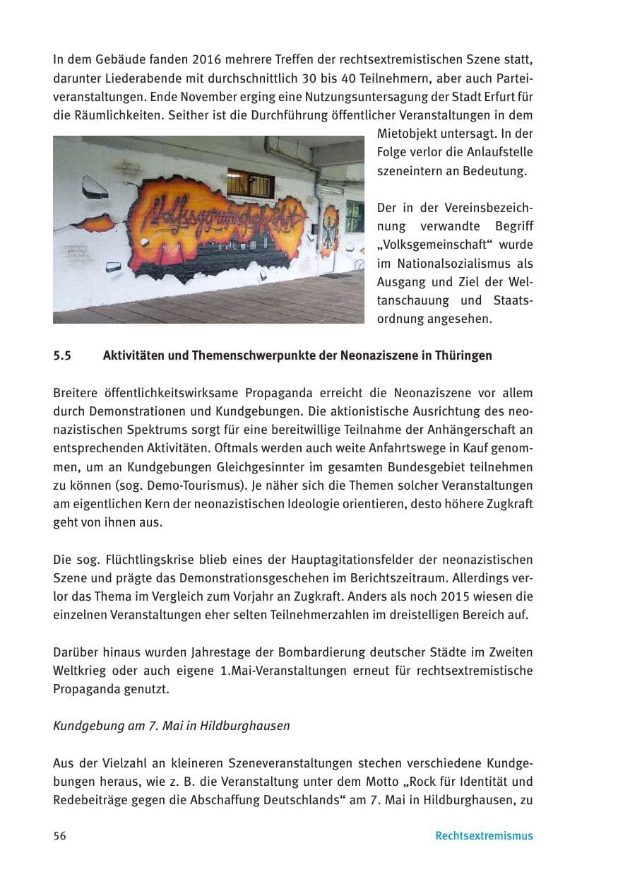 Seite 58 des Verfassungsschutzbericht 2016 Thüringen