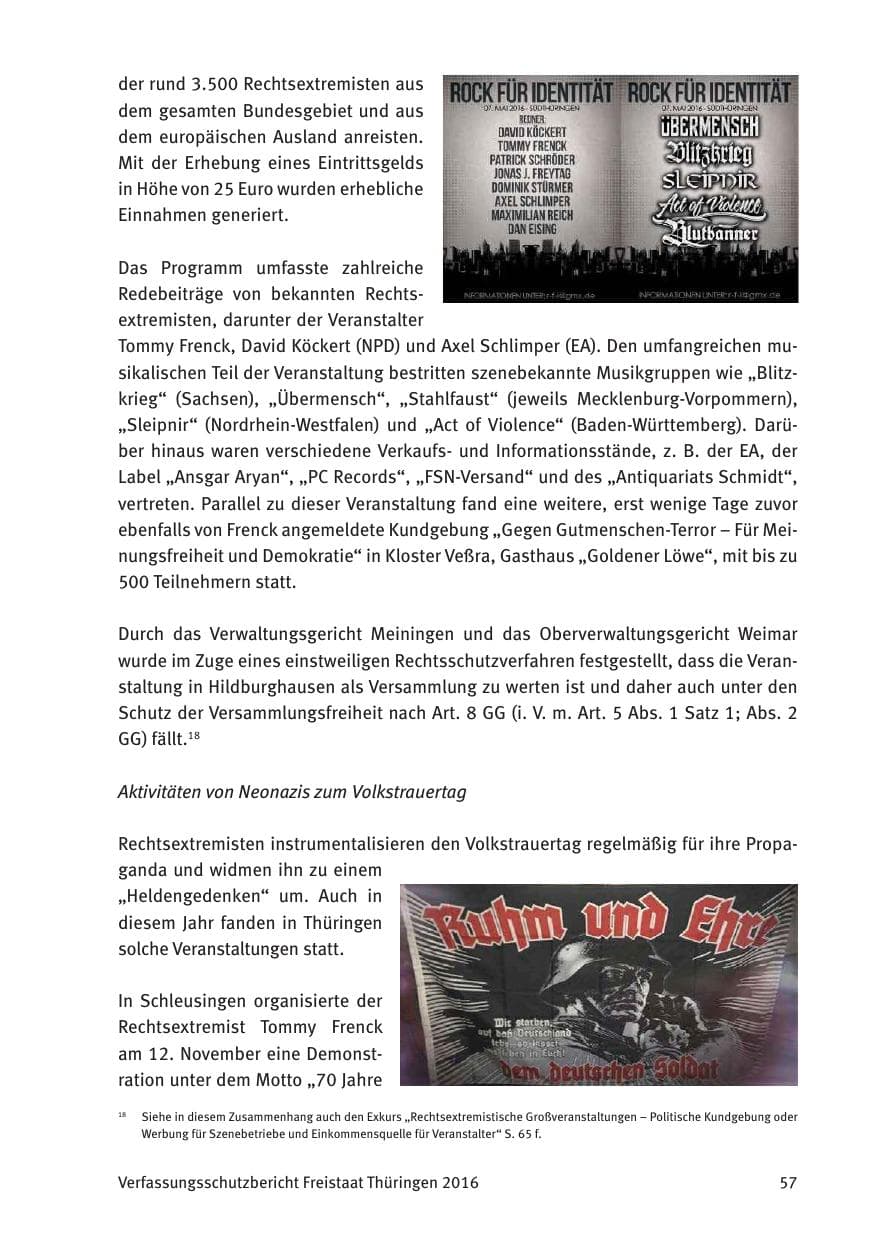 Seite 59 des Verfassungsschutzbericht 2016 Thüringen