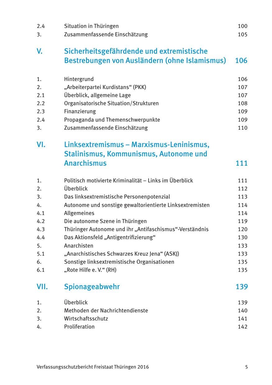 Seite 7 des Verfassungsschutzbericht 2016 Thüringen