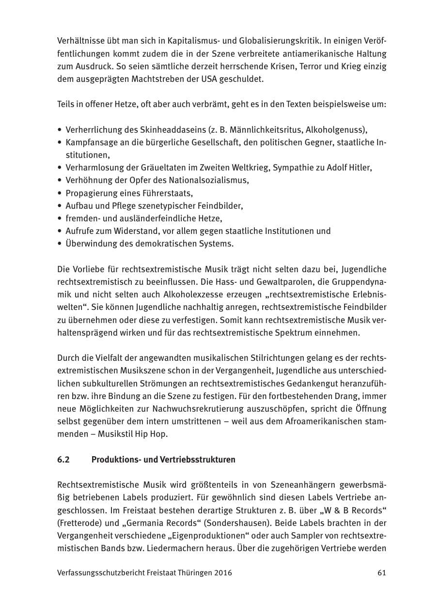 Seite 63 des Verfassungsschutzbericht 2016 Thüringen