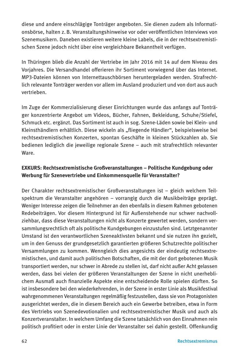 Seite 64 des Verfassungsschutzbericht 2016 Thüringen