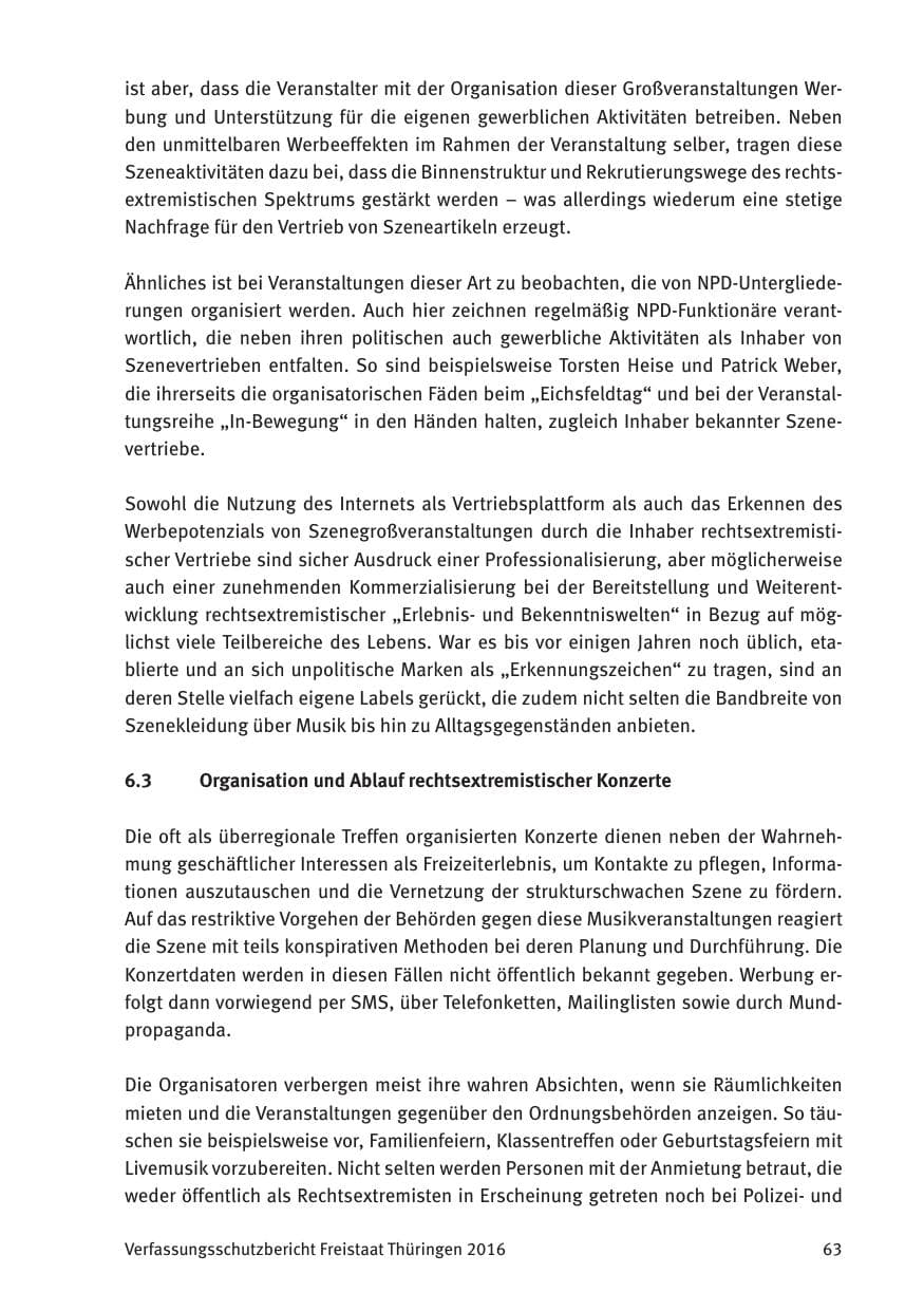 Seite 65 des Verfassungsschutzbericht 2016 Thüringen