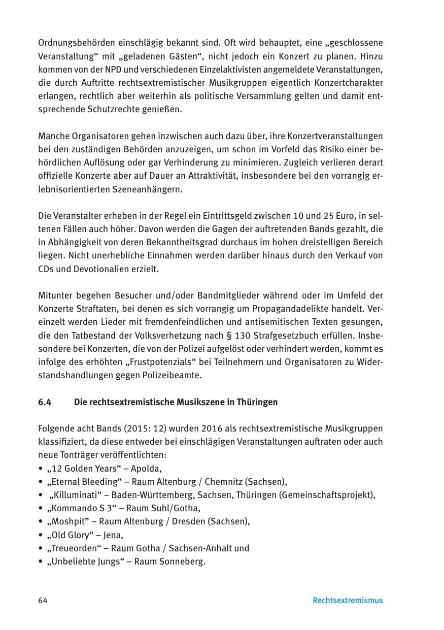 Seite 66 des Verfassungsschutzbericht 2016 Thüringen