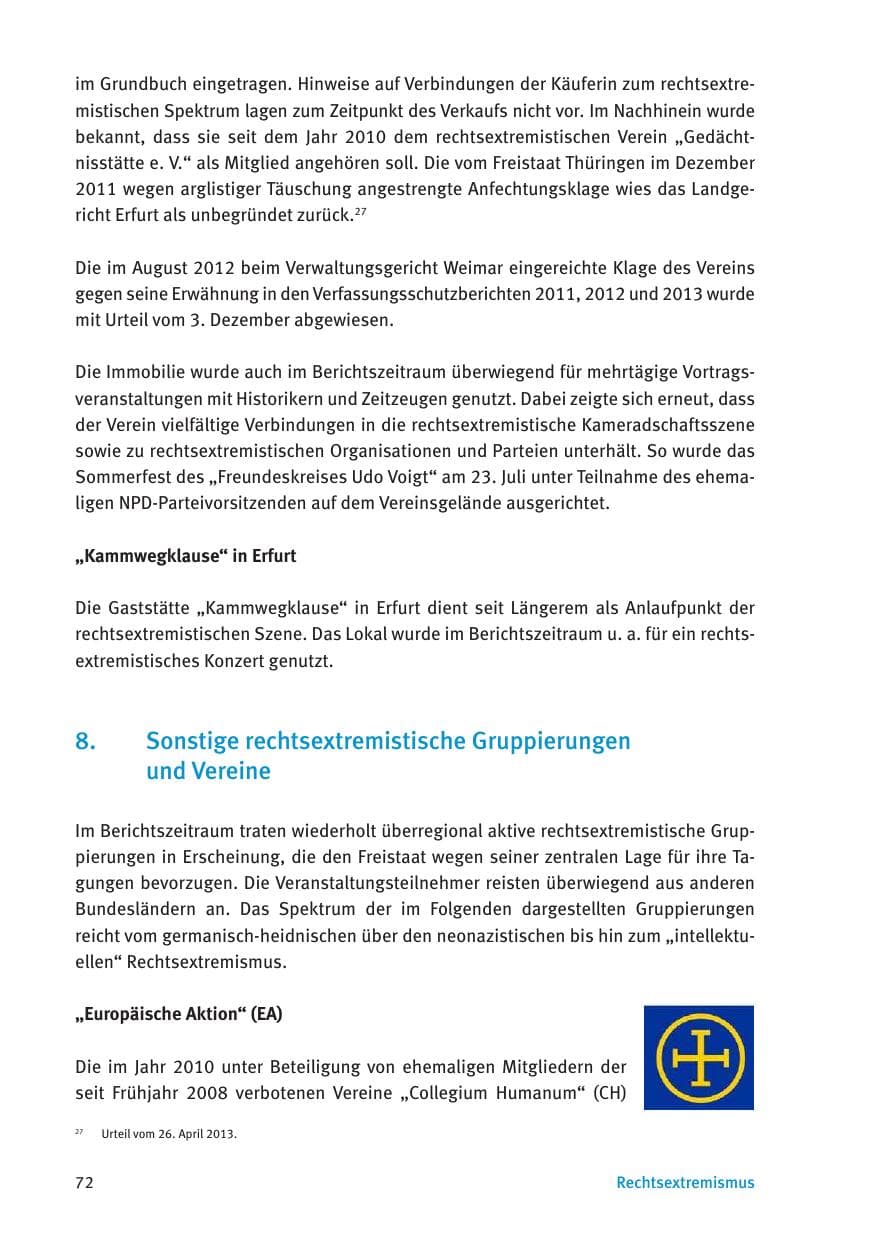 Seite 74 des Verfassungsschutzbericht 2016 Thüringen