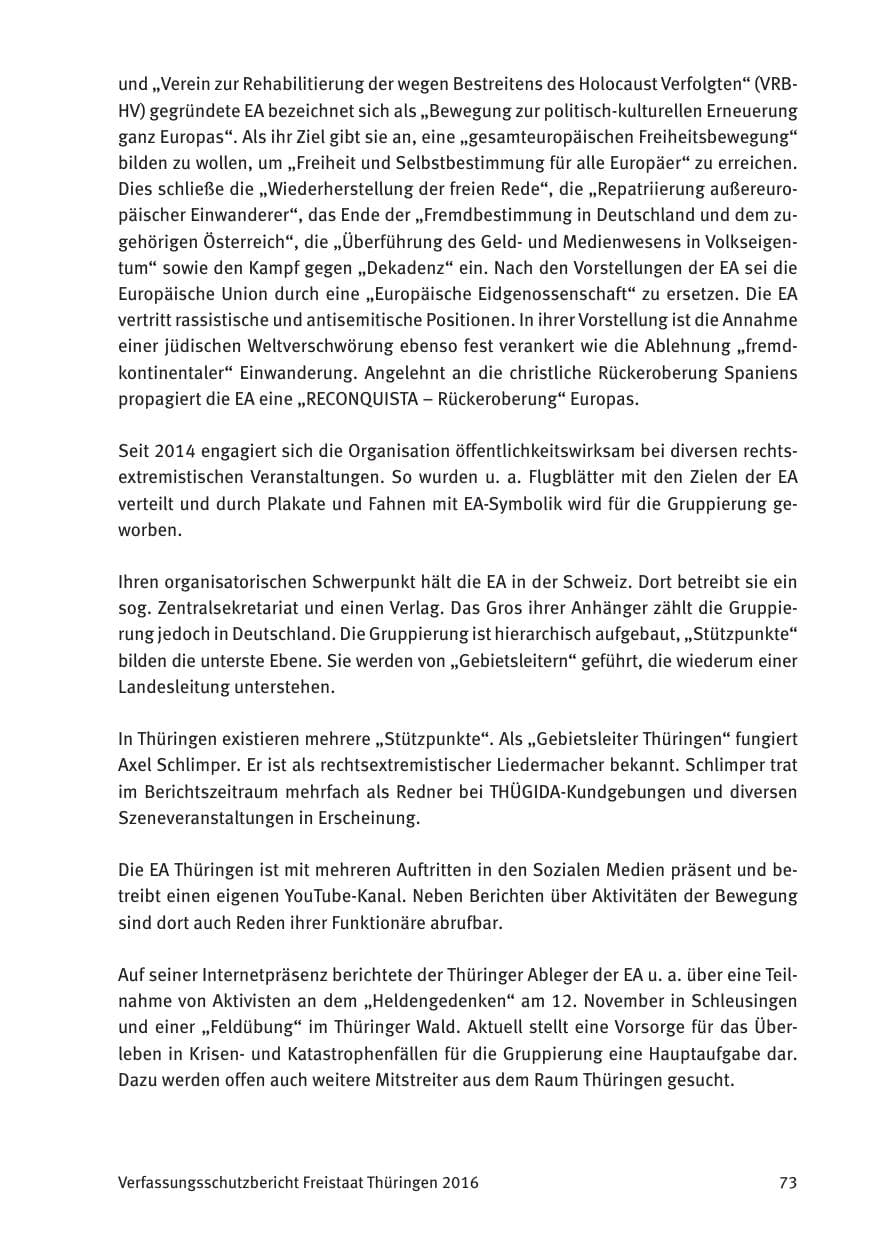 Seite 75 des Verfassungsschutzbericht 2016 Thüringen