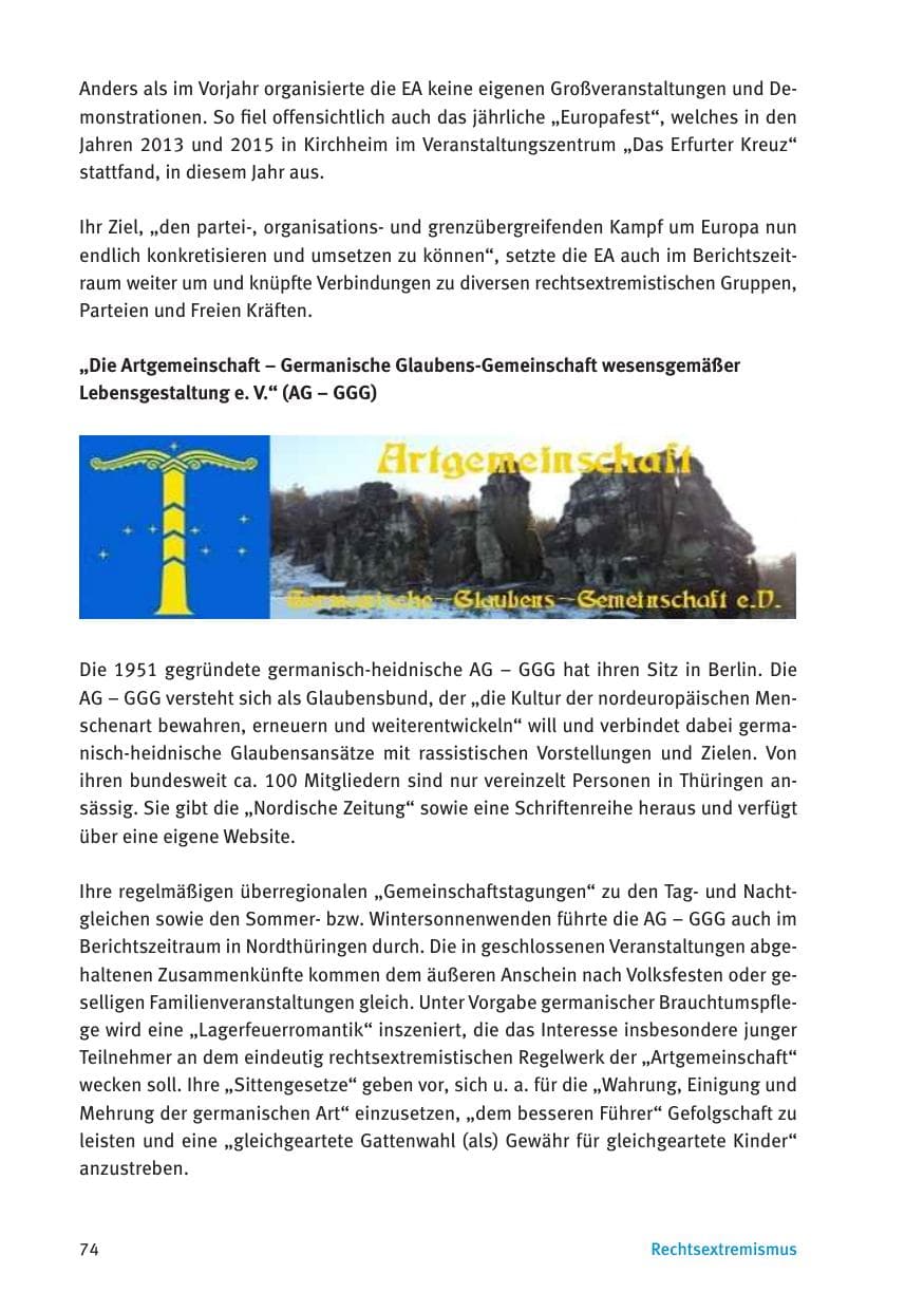 Seite 76 des Verfassungsschutzbericht 2016 Thüringen