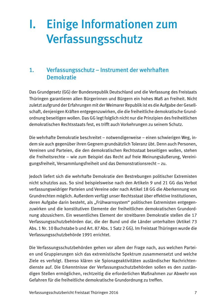 Seite 9 des Verfassungsschutzbericht 2016 Thüringen