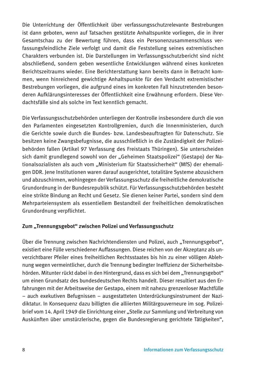 Seite 10 des Verfassungsschutzbericht 2016 Thüringen