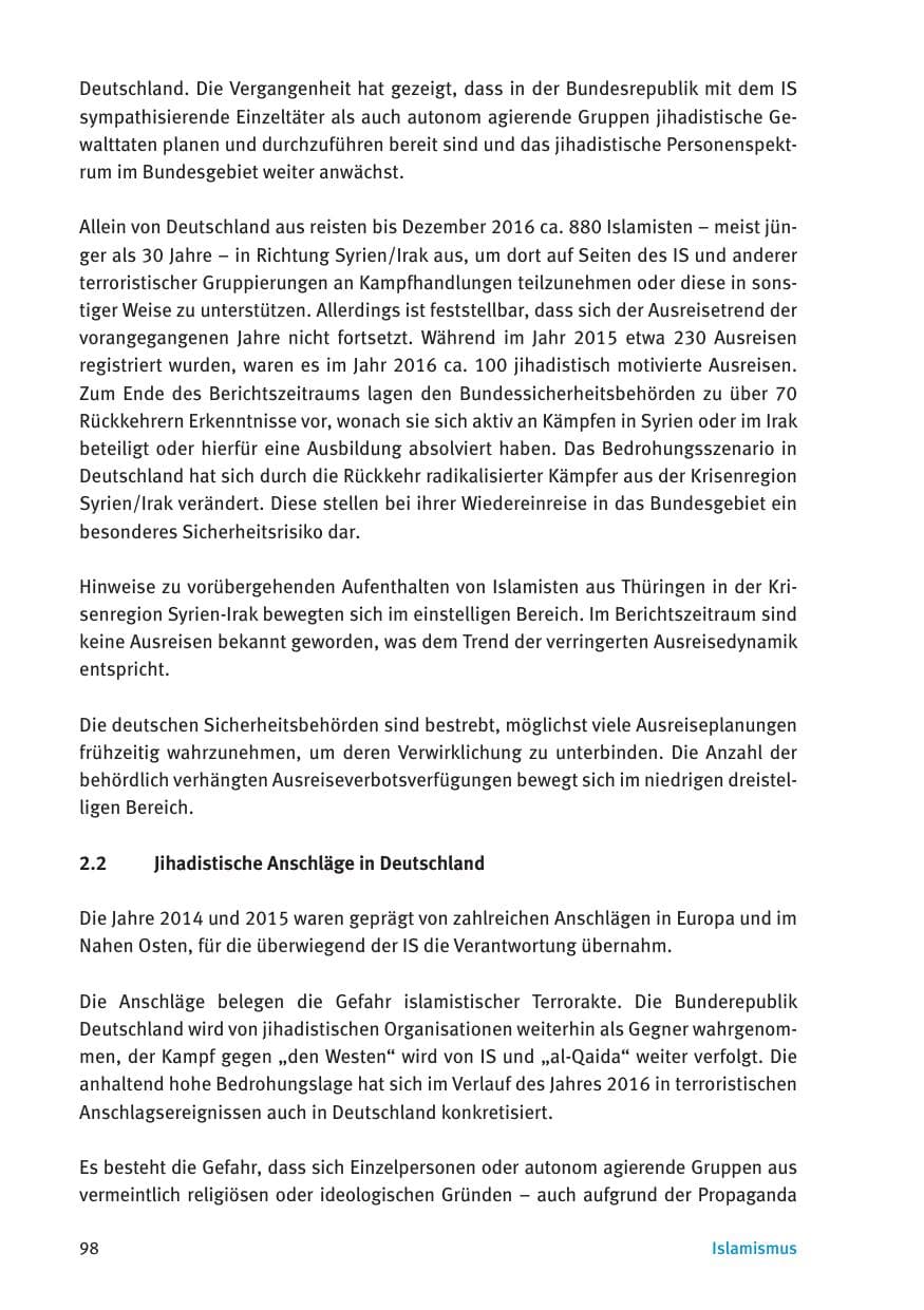 Seite 100 des Verfassungsschutzbericht 2016 Thüringen
