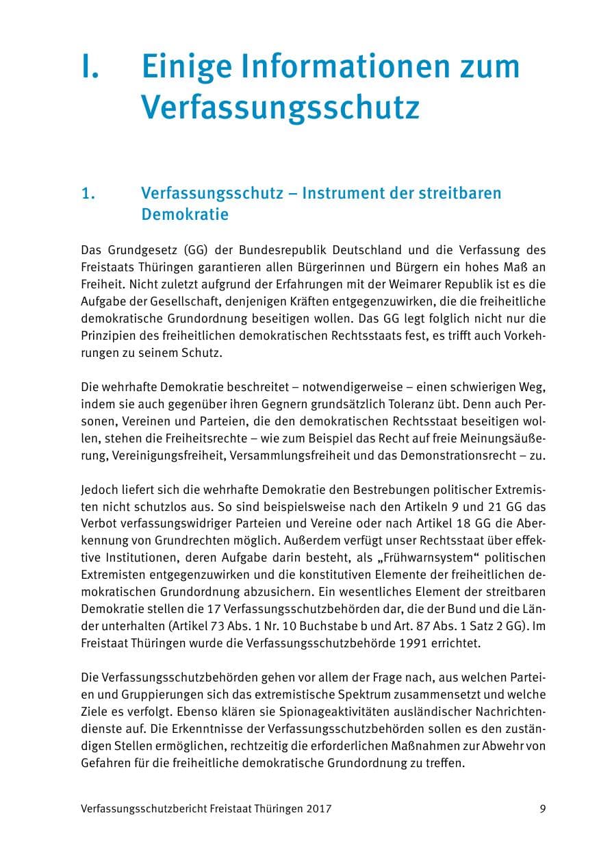 Seite 11 des Verfassungsschutzbericht 2017 Thüringen