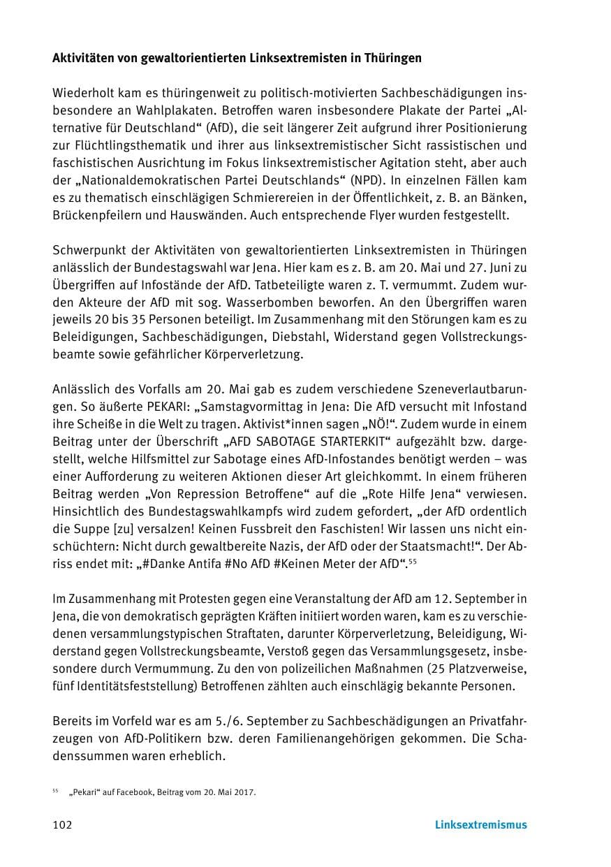 Seite 104 des Verfassungsschutzbericht 2017 Thüringen