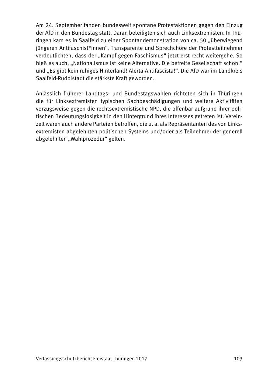 Seite 105 des Verfassungsschutzbericht 2017 Thüringen