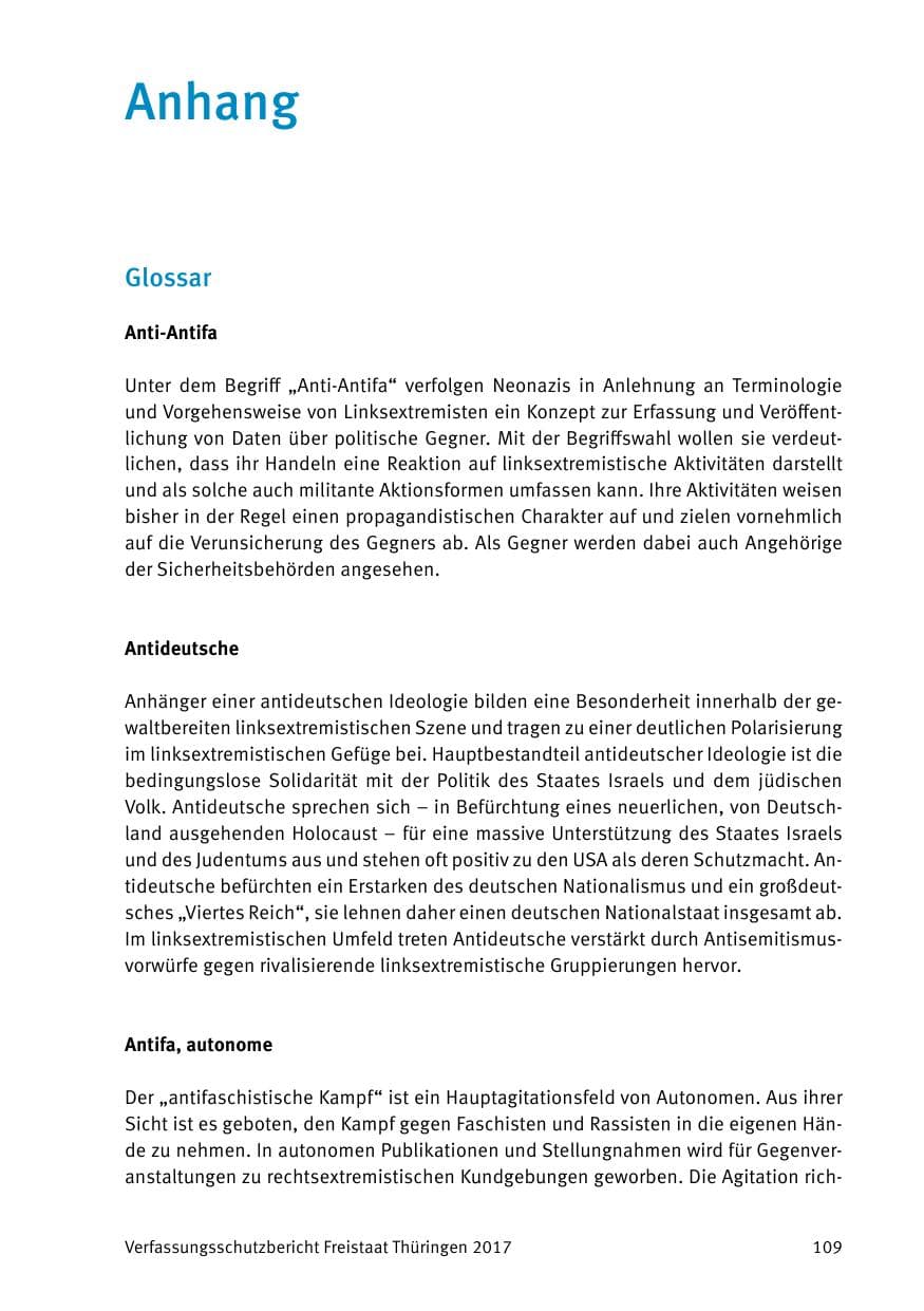 Seite 111 des Verfassungsschutzbericht 2017 Thüringen